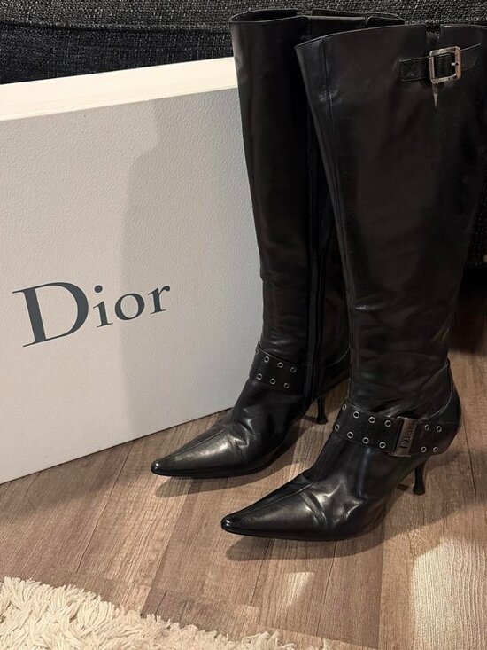 Dior Shoes - Christian Dior Galliano Street Chic Black Leather Knee High Boots